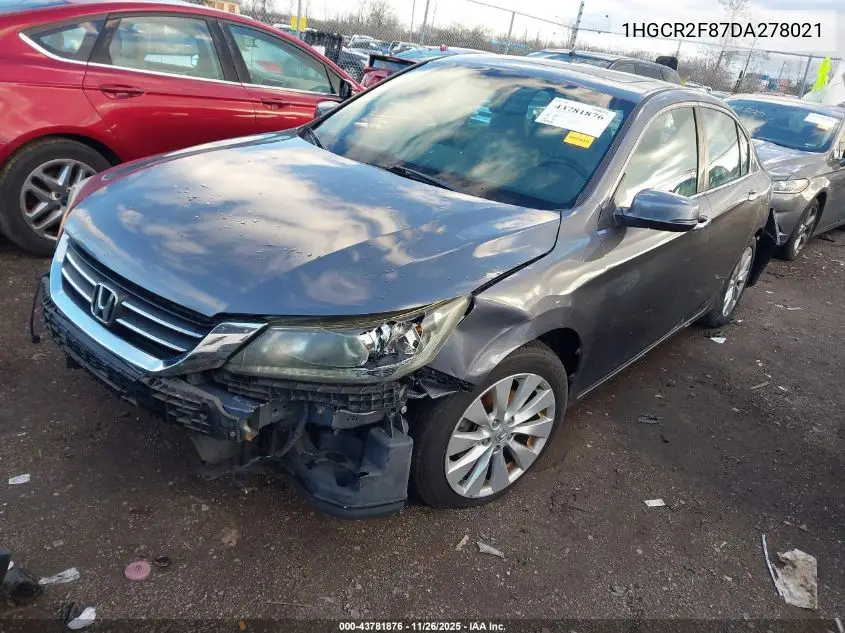 1HGCR2F87DA278021 2013 Honda Accord Sdn Ex-L
