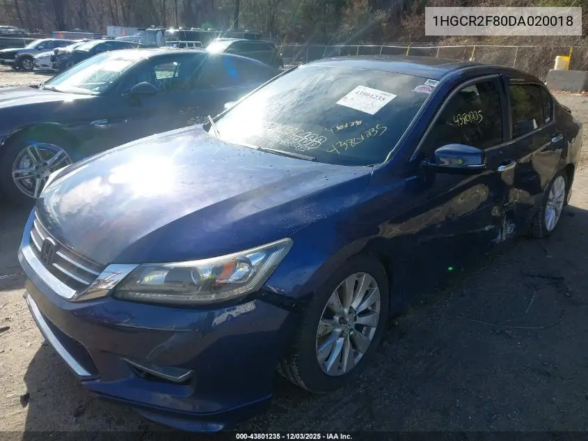 1HGCR2F80DA020018 2013 Honda Accord Sdn Ex-L