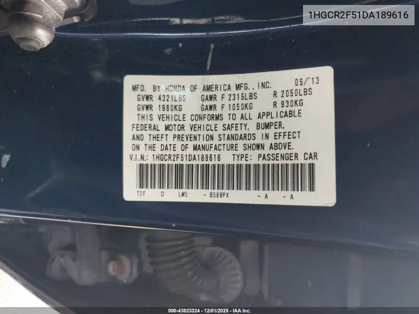 1HGCR2F51DA189616 2013 Honda Accord Sport