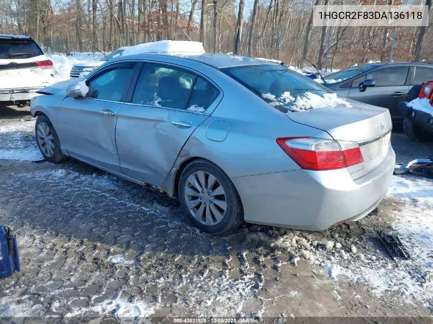 1HGCR2F83DA136118 2013 Honda Accord Sdn Ex-L