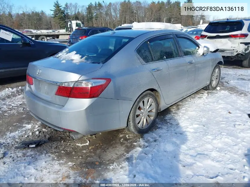 1HGCR2F83DA136118 2013 Honda Accord Sdn Ex-L