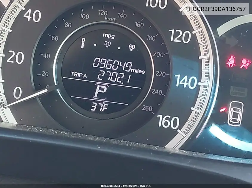 1HGCR2F39DA136757 2013 Honda Accord Lx