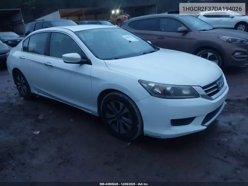 1HGCR2F37DA194026 2013 Honda Accord Lx