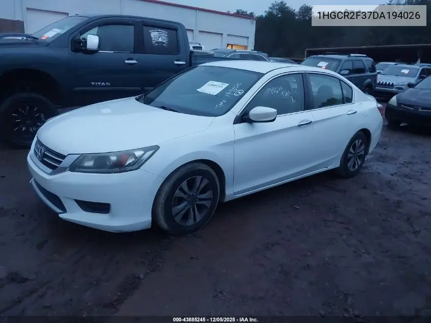 1HGCR2F37DA194026 2013 Honda Accord Lx