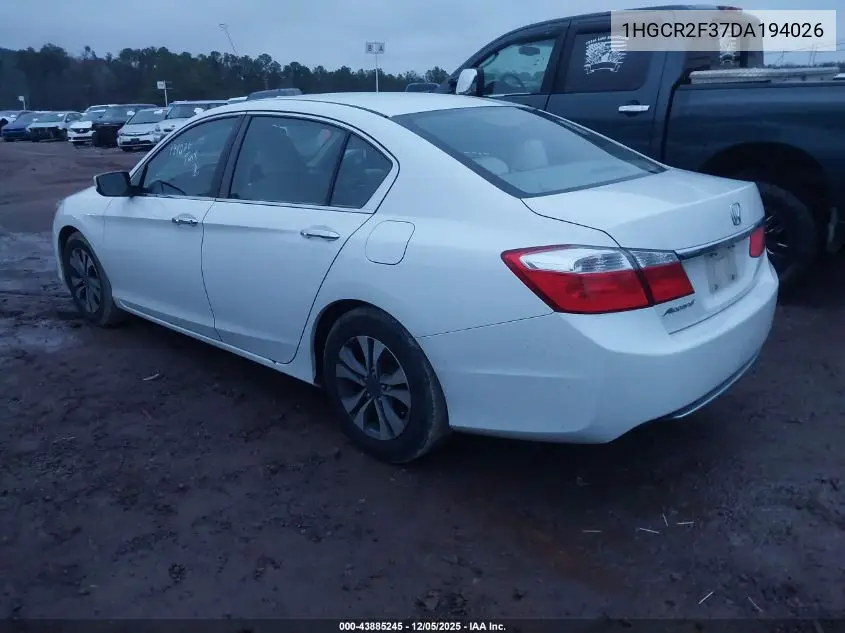 1HGCR2F37DA194026 2013 Honda Accord Lx
