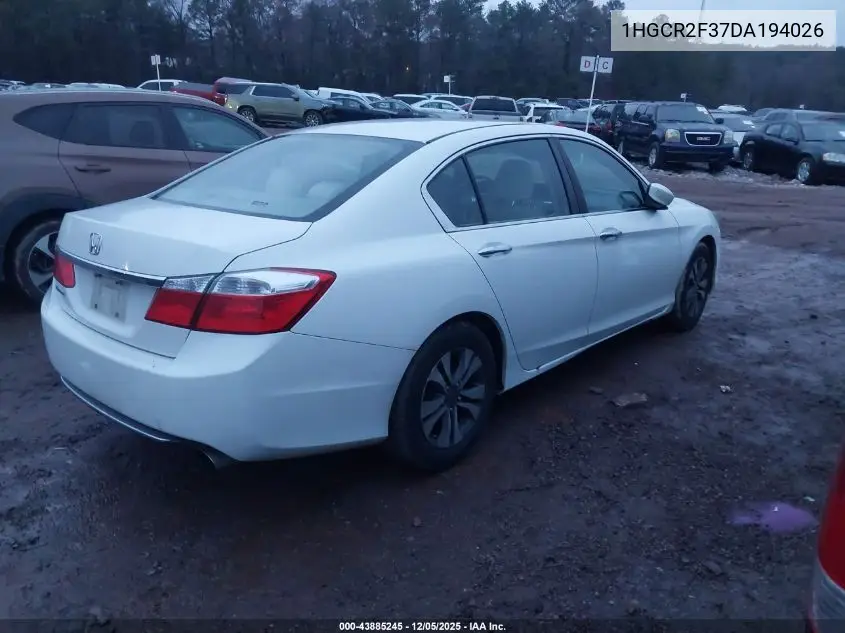 1HGCR2F37DA194026 2013 Honda Accord Lx