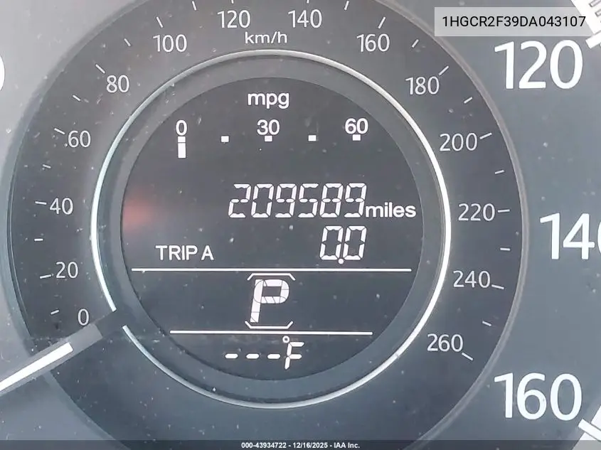 1HGCR2F39DA043107 2013 Honda Accord Lx
