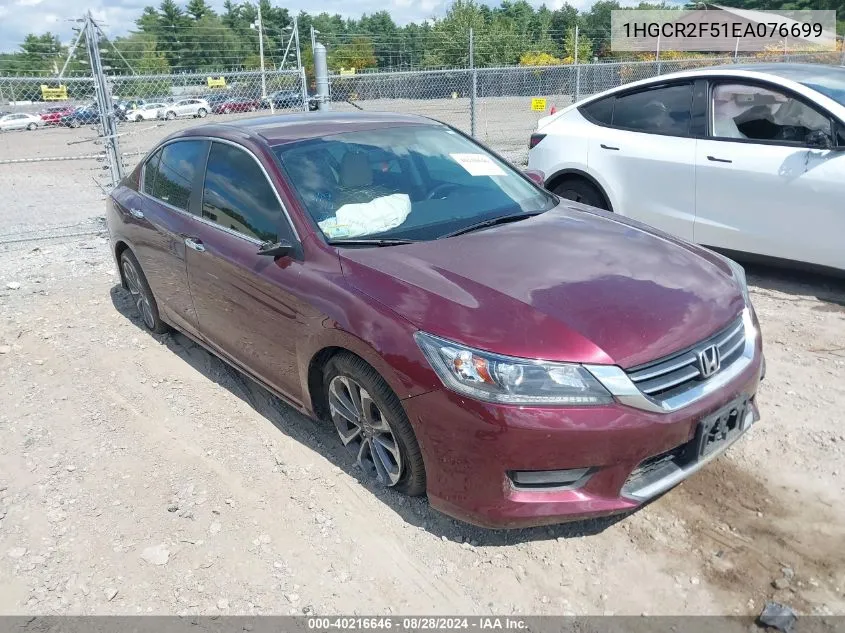 1HGCR2F51EA076699 2014 Honda Accord Sport