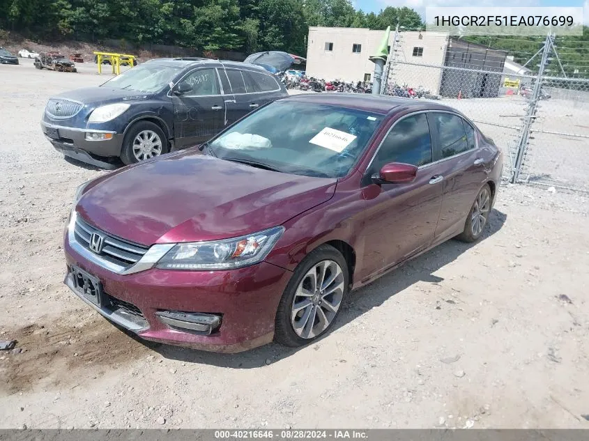 1HGCR2F51EA076699 2014 Honda Accord Sport