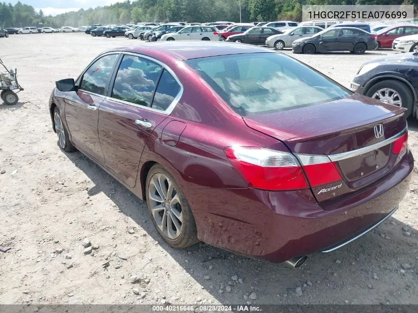 2014 Honda Accord Sport VIN: 1HGCR2F51EA076699 Lot: 40216646