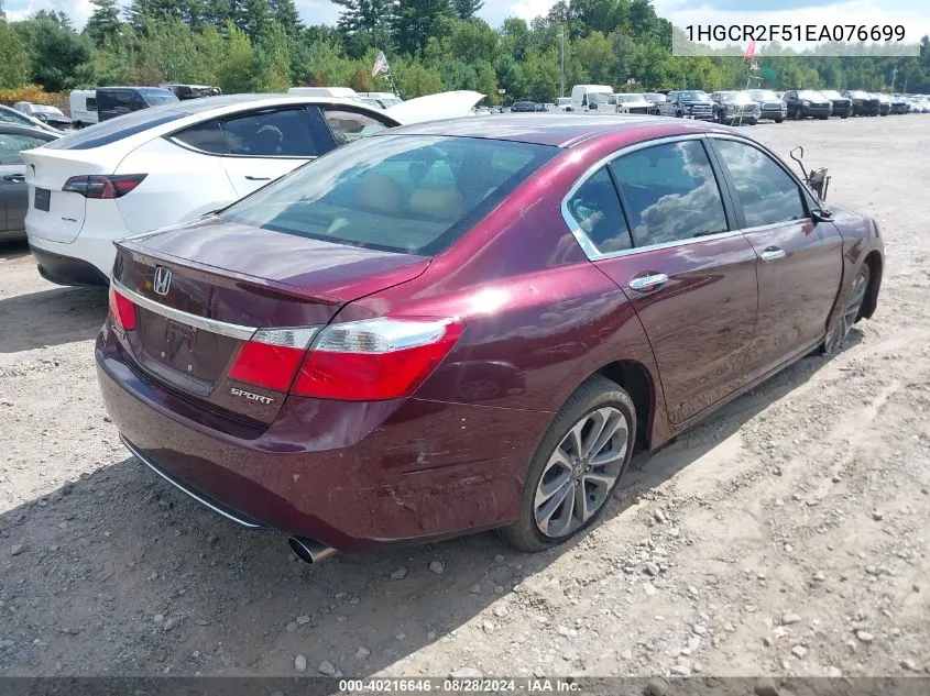 2014 Honda Accord Sport VIN: 1HGCR2F51EA076699 Lot: 40216646