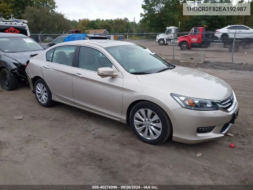 2014 Honda Accord Ex-L VIN: 1HGCR2F82EA192987 Lot: 40276996