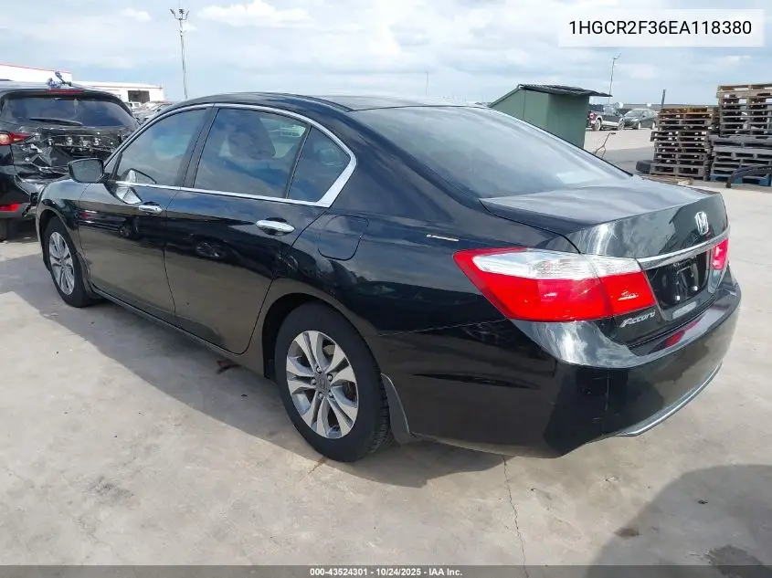 1HGCR2F36EA118380 2014 Honda Accord Lx