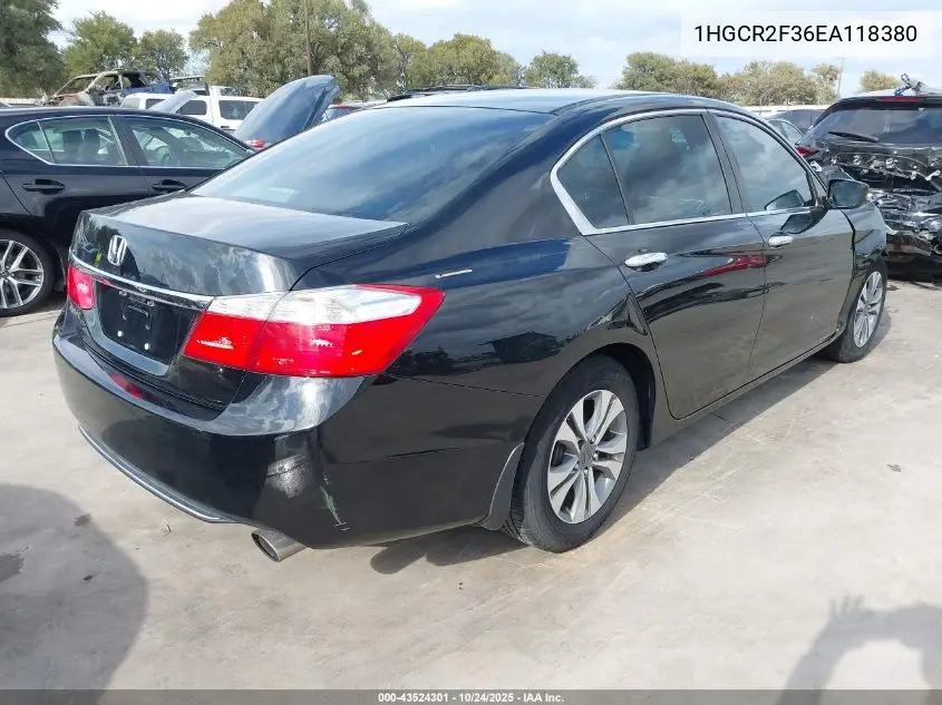 1HGCR2F36EA118380 2014 Honda Accord Lx