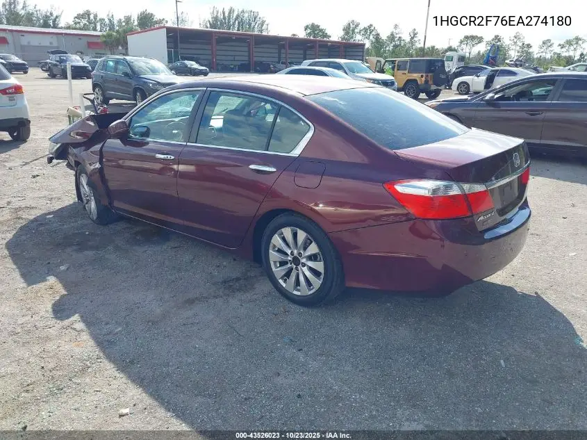1HGCR2F76EA274180 2014 Honda Accord Ex