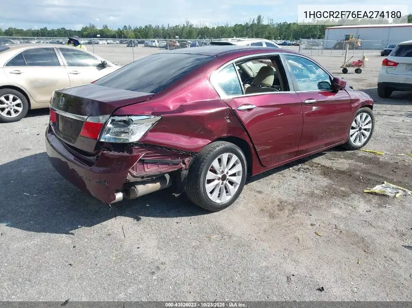 1HGCR2F76EA274180 2014 Honda Accord Ex