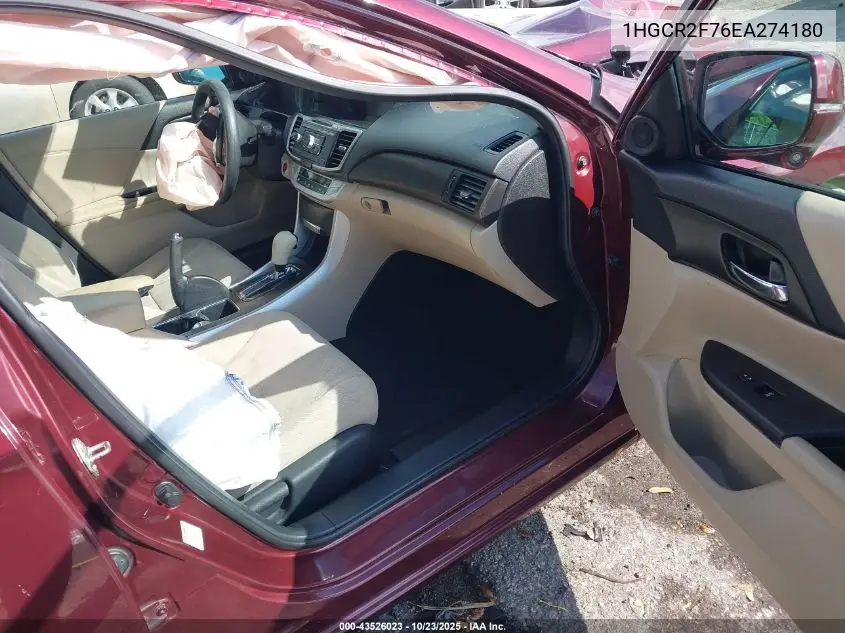 1HGCR2F76EA274180 2014 Honda Accord Ex