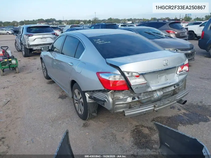 1HGCR2F33EA250867 2014 Honda Accord Lx