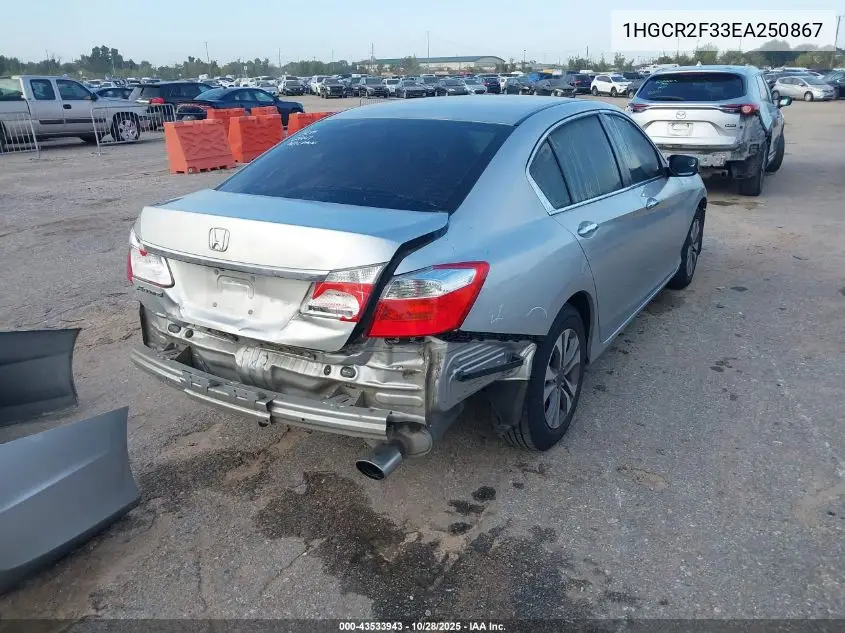 1HGCR2F33EA250867 2014 Honda Accord Lx