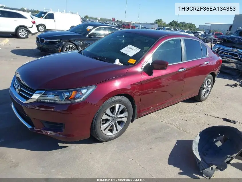 1HGCR2F36EA134353 2014 Honda Accord Lx