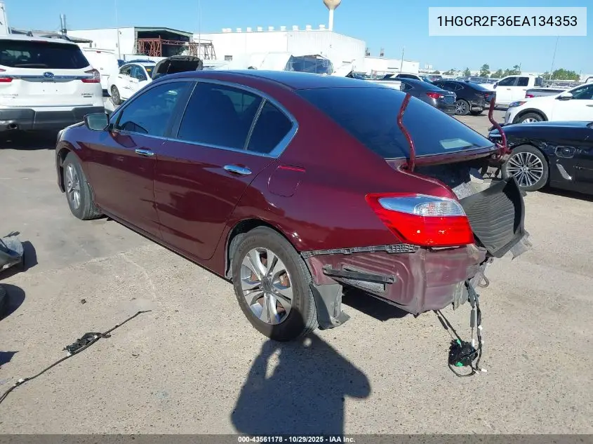 1HGCR2F36EA134353 2014 Honda Accord Lx