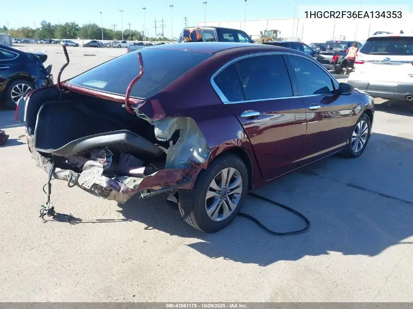 1HGCR2F36EA134353 2014 Honda Accord Lx