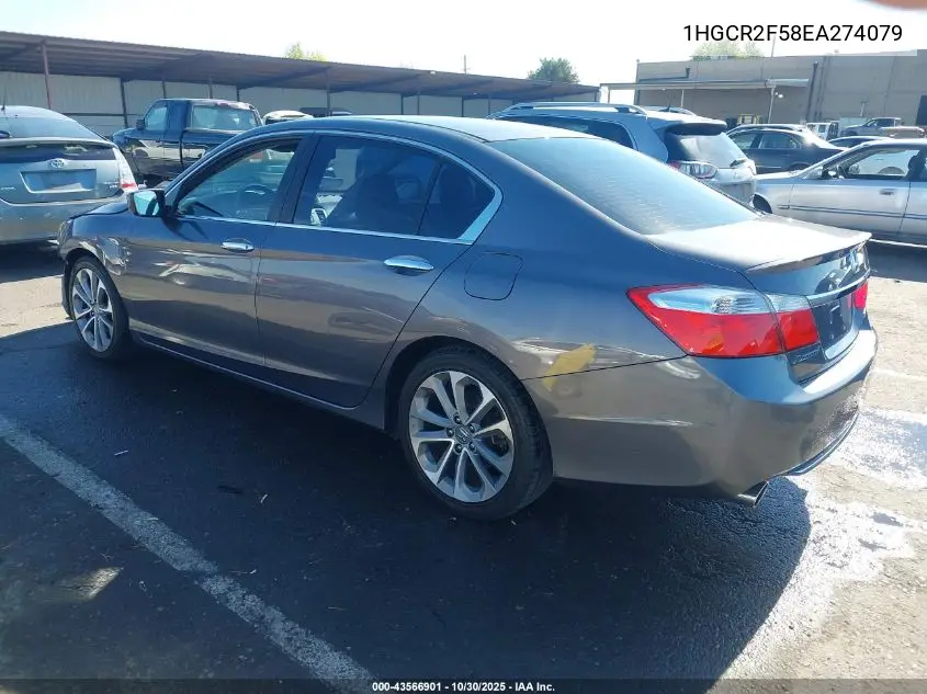 1HGCR2F58EA274079 2014 Honda Accord Sport