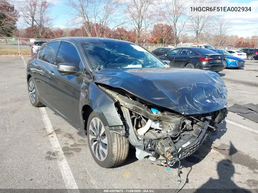 1HGCR6F51EA002934 2014 Honda Accord Hybrid Ex-L