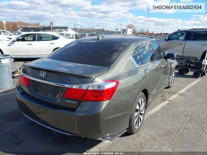 1HGCR6F51EA002934 2014 Honda Accord Hybrid Ex-L