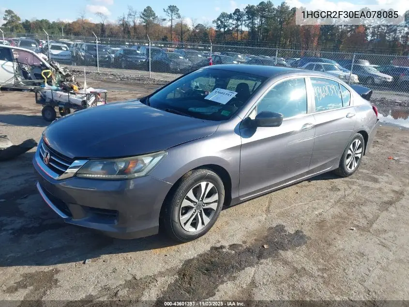 1HGCR2F30EA078085 2014 Honda Accord Lx