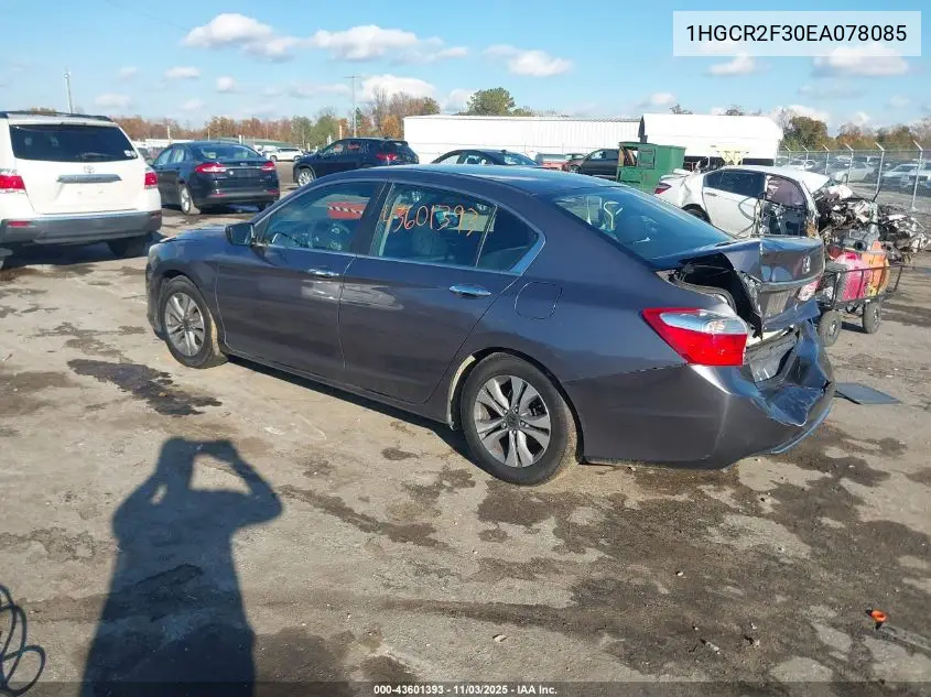 1HGCR2F30EA078085 2014 Honda Accord Lx