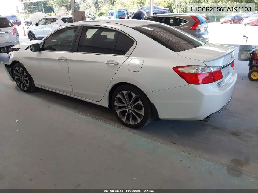 1HGCR2F56EA194103 2014 Honda Accord Sport