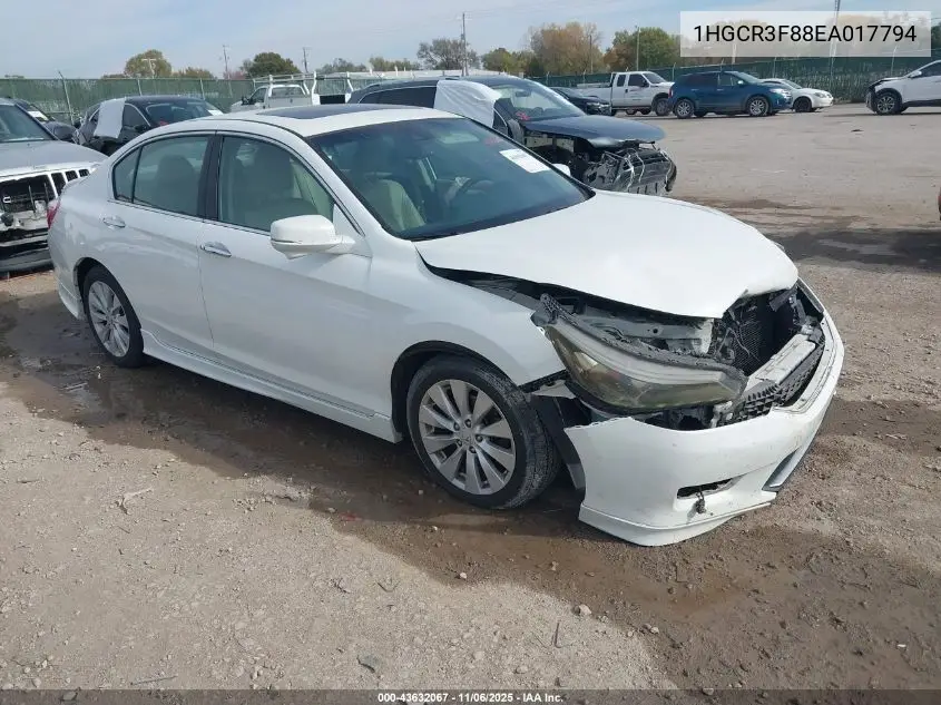 1HGCR3F88EA017794 2014 Honda Accord Ex-L V-6