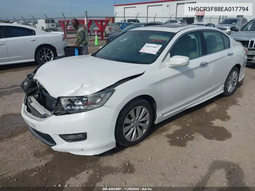 1HGCR3F88EA017794 2014 Honda Accord Ex-L V-6
