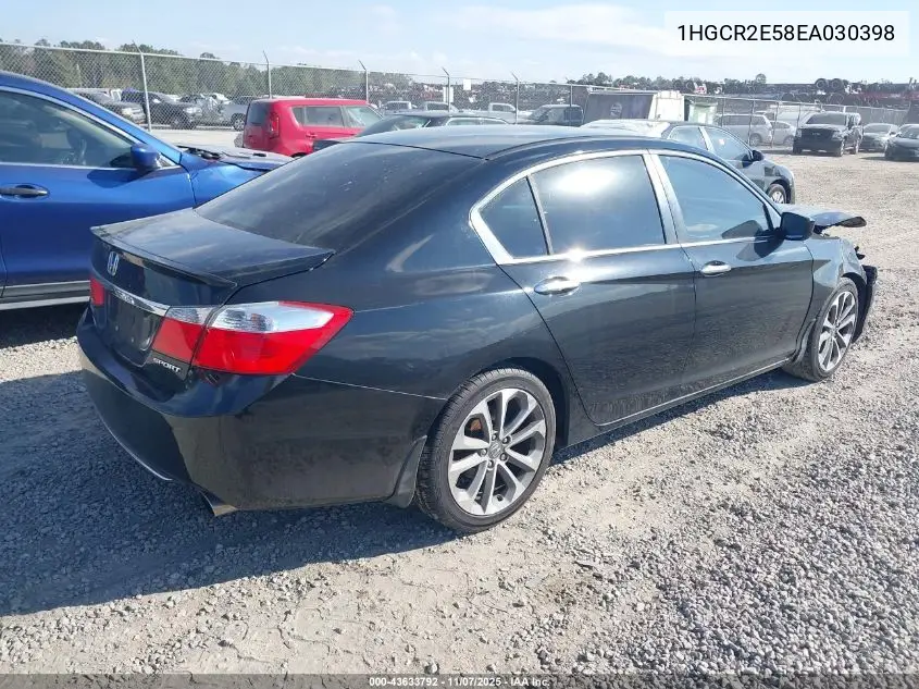 1HGCR2E58EA030398 2014 Honda Accord Sport