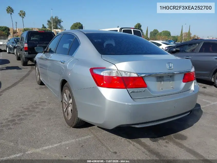 1HGCR2F3XEA252700 2014 Honda Accord Lx