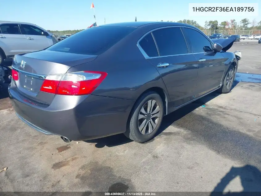 1HGCR2F36EA189756 2014 Honda Accord Lx