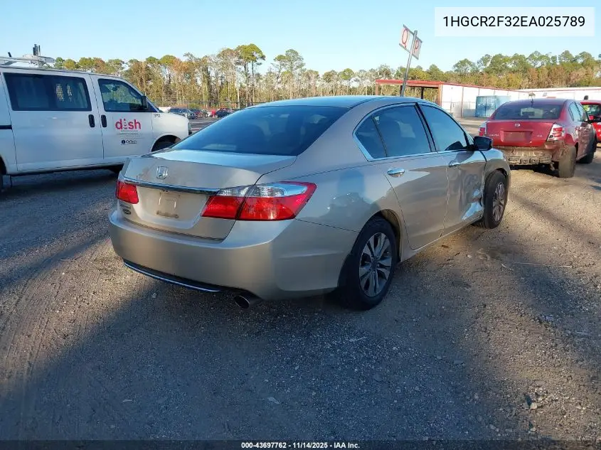 1HGCR2F32EA025789 2014 Honda Accord Lx