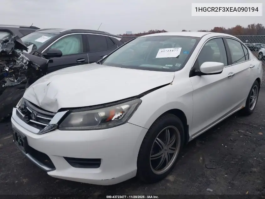 1HGCR2F3XEA090194 2014 Honda Accord Lx