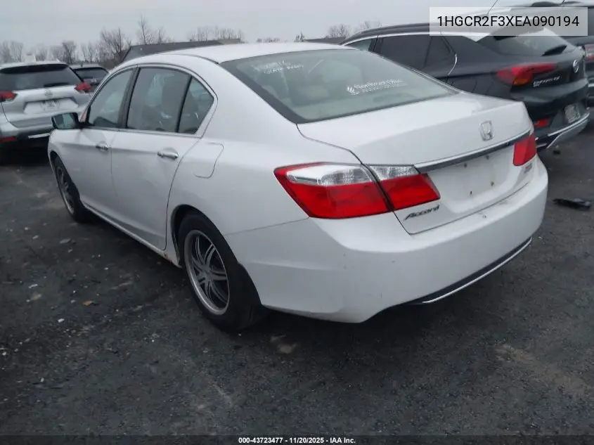 1HGCR2F3XEA090194 2014 Honda Accord Lx