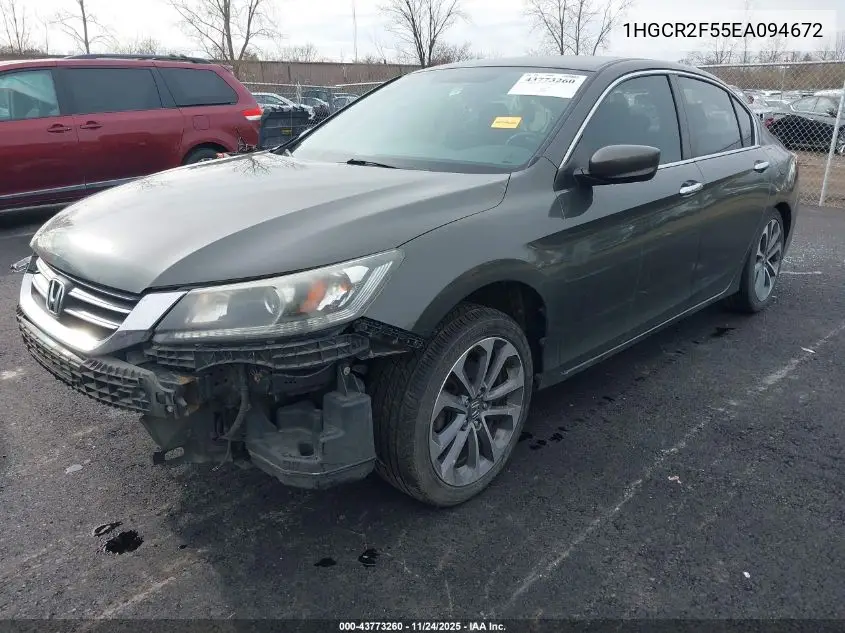 1HGCR2F55EA094672 2014 Honda Accord Sport