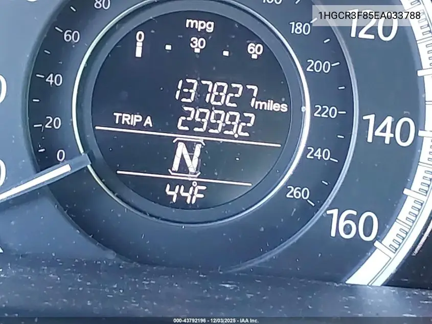 1HGCR3F85EA033788 2014 Honda Accord Ex-L V-6