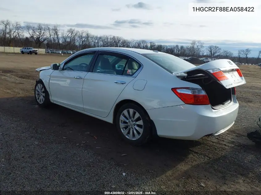 1HGCR2F88EA058422 2014 Honda Accord Ex-L