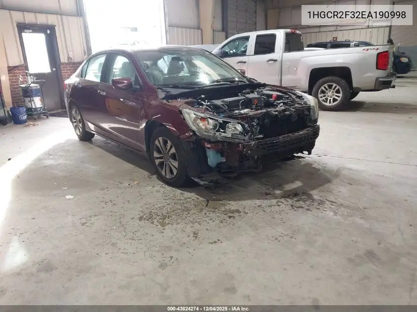 1HGCR2F32EA190998 2014 Honda Accord Lx