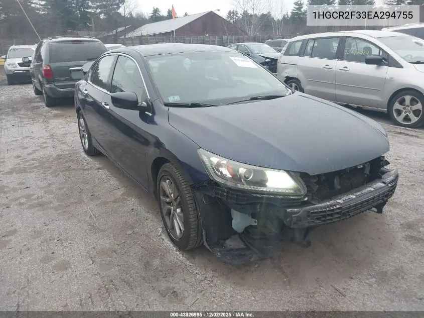 1HGCR2F33EA294755 2014 Honda Accord Lx