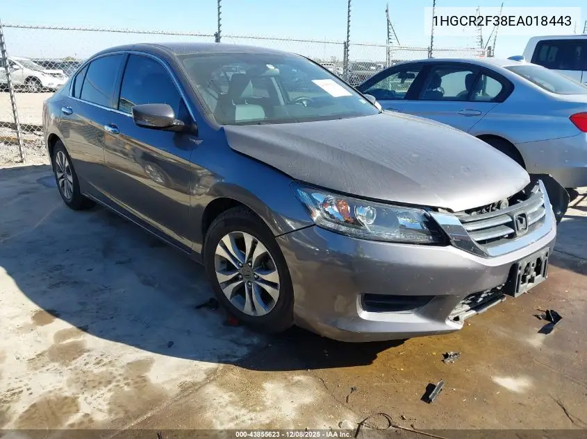 1HGCR2F38EA018443 2014 Honda Accord Lx