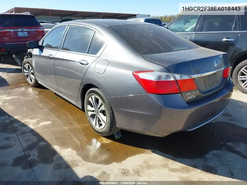 1HGCR2F38EA018443 2014 Honda Accord Lx