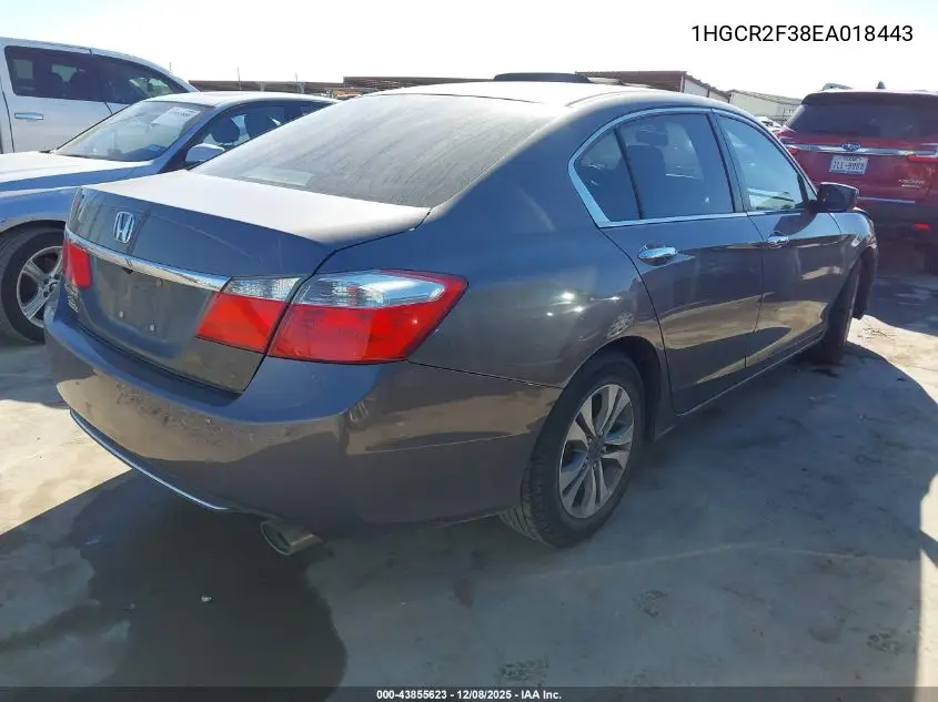 1HGCR2F38EA018443 2014 Honda Accord Lx