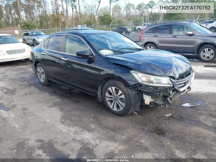 1HGCR2F32EA170752 2014 Honda Accord Lx