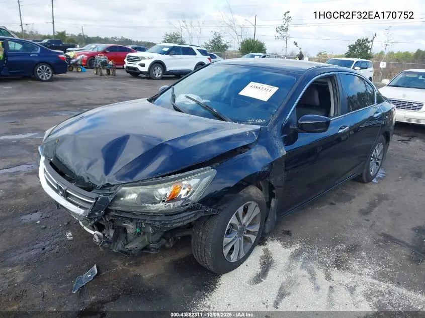 1HGCR2F32EA170752 2014 Honda Accord Lx